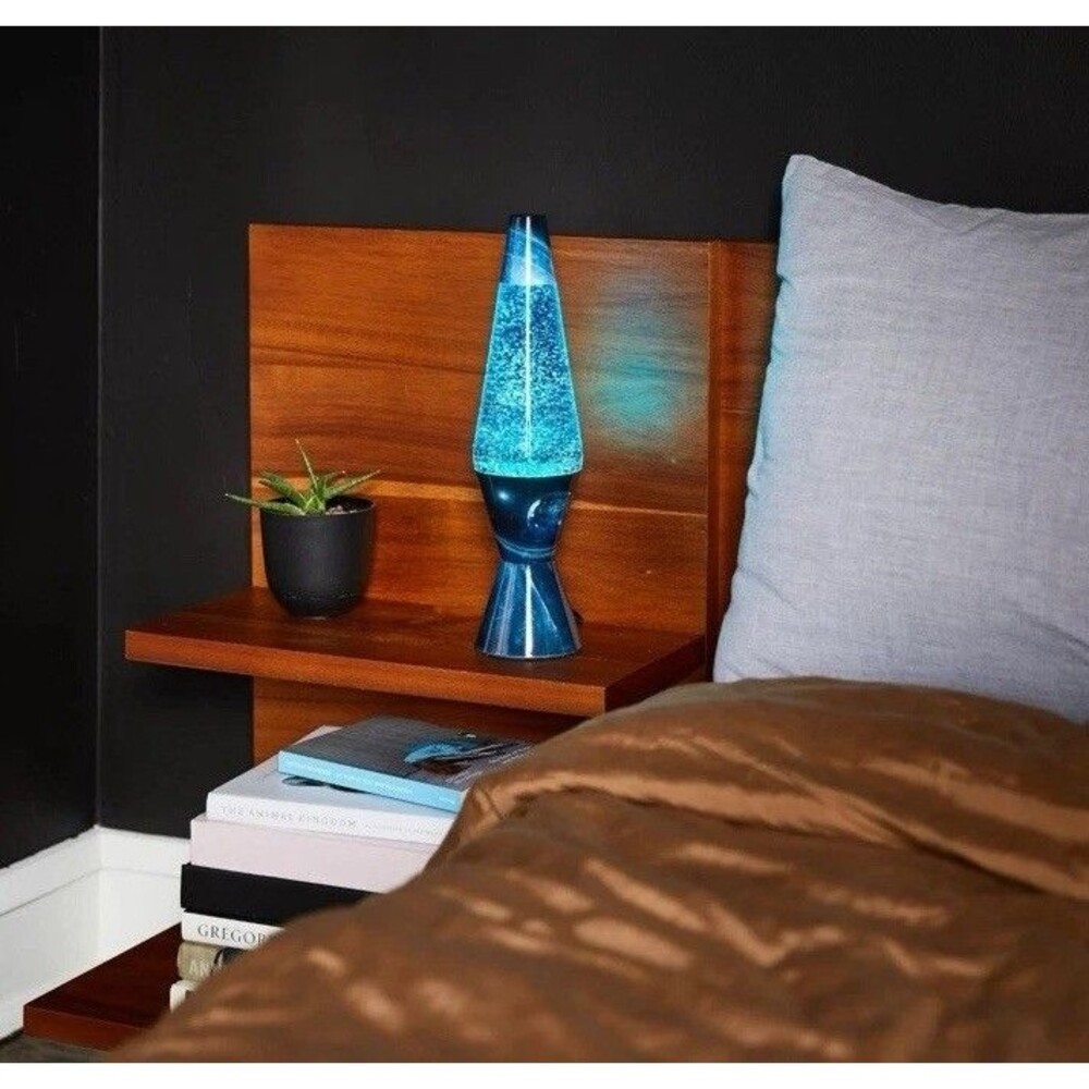 Azure Galaxy 14.5” Lava Lamp Schylling Silver Glitter Blue Liquid - Picture 3 of 6